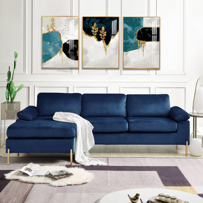 Canapé modulaire en velours avec méridienne