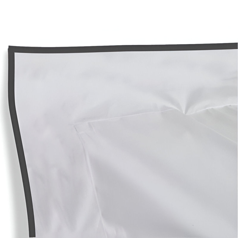 400TC Embroidery Cotton Sateen Solid Pillow Sham, 20" H x 36" W, White/Black Border