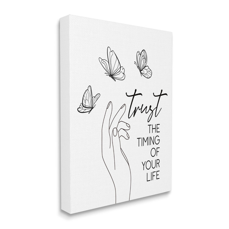 "Trust The Timing Life", art textuel sur toile tendue, Toile tendue, H 48 po x l 36 po