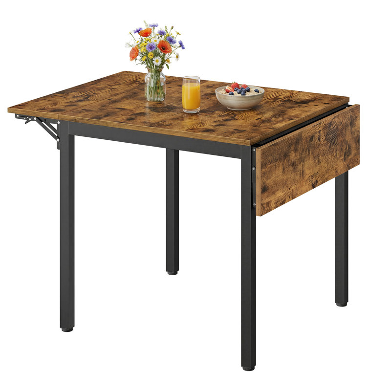 Brimmer Metal Base Dining Table, Rustic Brown, Black