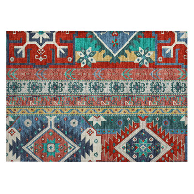 Machine Washable Indoor/Outdoor Chantille ACN1015 Red Rug