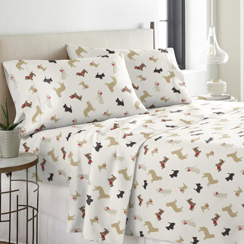 Ensemble de draps 100% coton en flanelle imprimée 170 g / m² Pointehaven, Ensemble de draps pour lit simple + drap-housse +