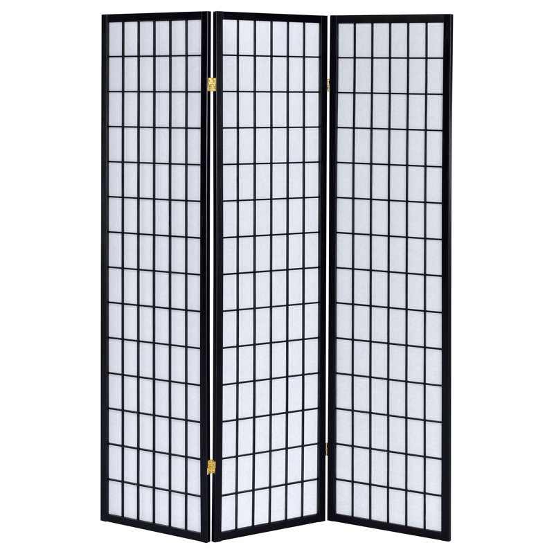 Paravent 3 panneaux noir pliable Shoji | Idée de cadeau, Noir mat, H 70,25 po x l 52 po x P 0,75 po