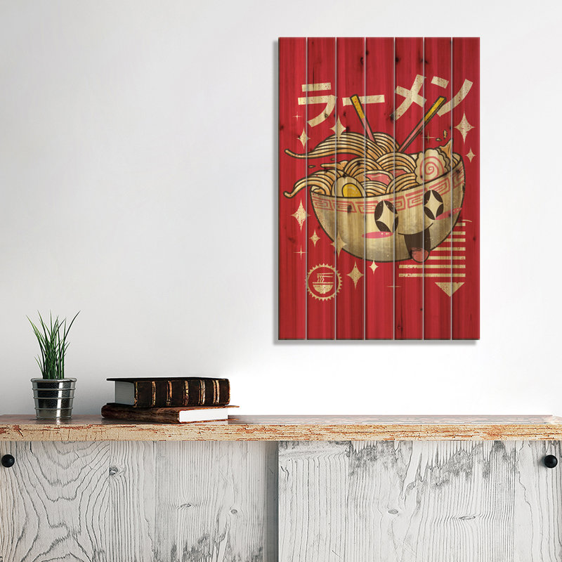 Harab Kawaii Ramen by Vincent Trinidad - Unframed Print on Wood, 26'' H x 18'' W x 1.5'' D
