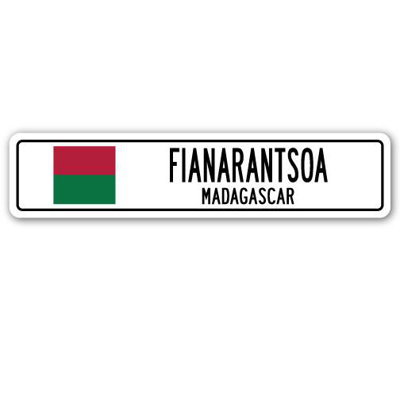 Plaque de rue en aluminium Fianarantsoa, drapeau de Madagascar