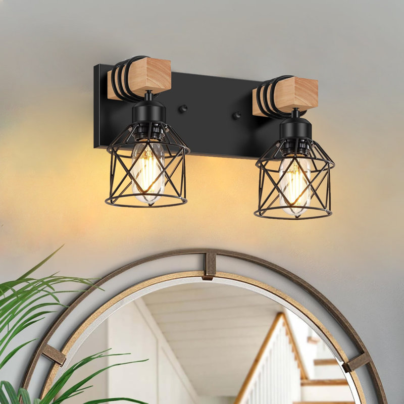 Dimmable Vanity Light, 2 Lights, Black