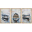 «Rustic Blue Row bateau Coastal», images de salle de bain, impression sur toile encadrée, 3 pièces-130379796-130379795