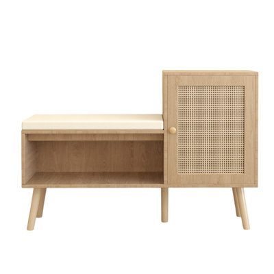 Armoire à chaussures avec banc rembourré, armoire de rangement étroite pour chaussures, étagère à chaussures