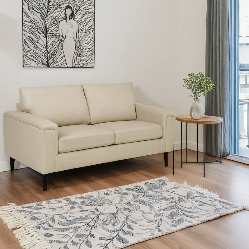 Bayerl Leather Loveseat, Ivory