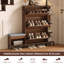 Armoire à chaussures étroite avec banc et 3 portes à persiennes pour l'entrée-1740206507