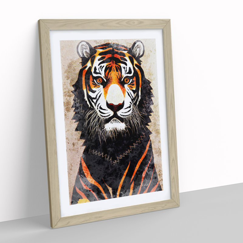 Tiger in Watercolour No.2 - Framed Print, Oak Framed, 64cm H x 46cm W x 2cm D
