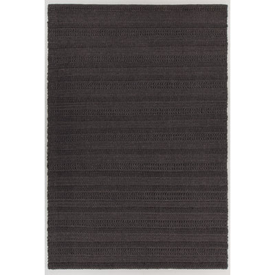 Naya Authentic Hand Woven Charcoal Wool Dhurrie Rug
