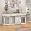 Grand meuble cage pour chien avec 3 tiroirs, prise de courant et mangeoires rotatives-815066574
