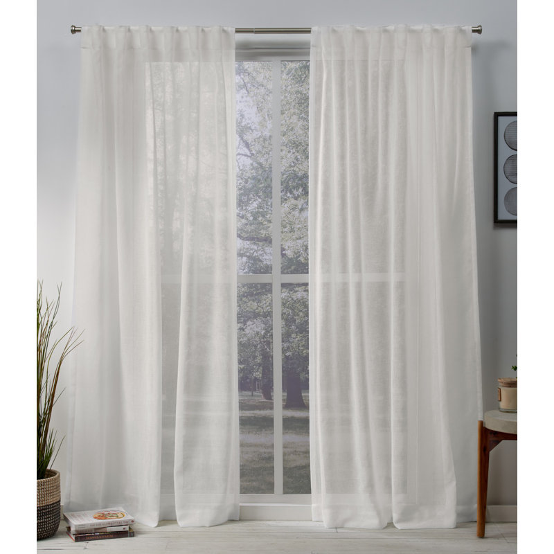 EXCLUSIVE HOME Belgian Sheer Hidden Tab Top Curtain Panel Pair, 50" W x 96" L, Snowflake