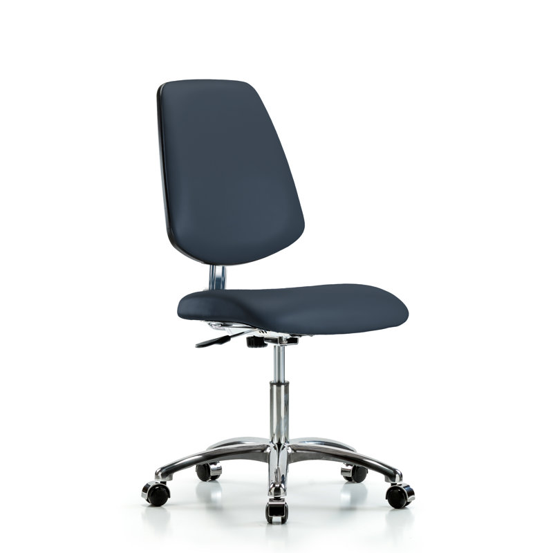 Calista Vinyl Task Chair, Chrome Casters, Imperial Blue Vinyl