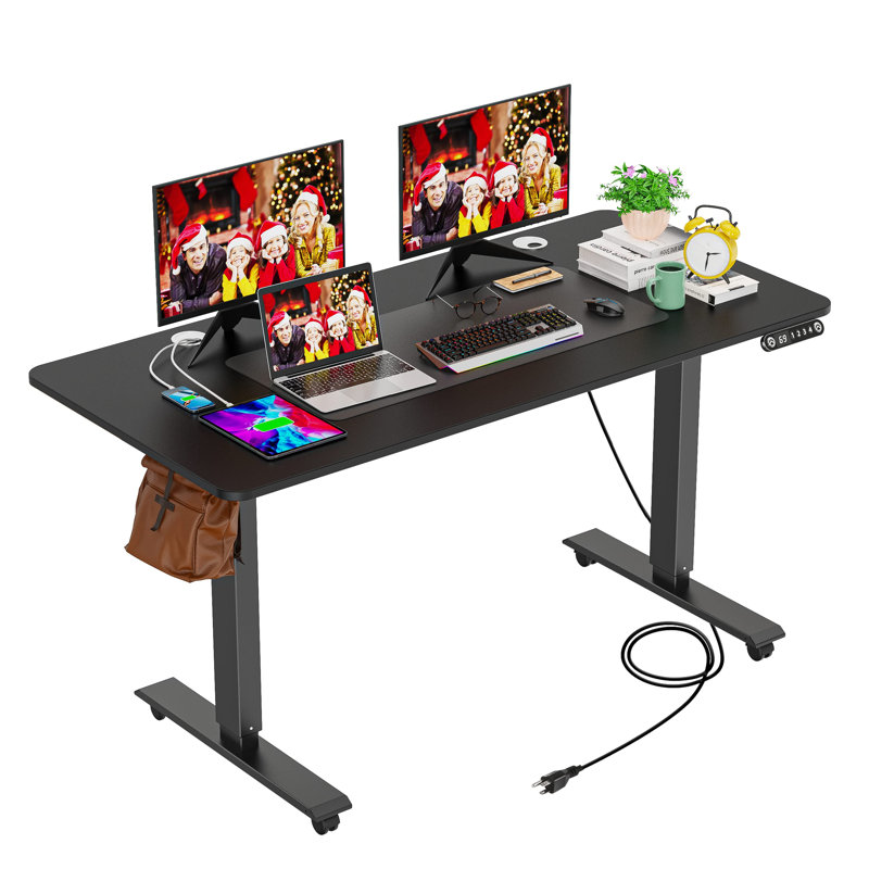 Bureau pour travailler debout à hauteur réglable avec prises Koni, Noir