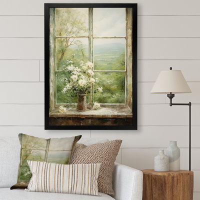 «Countryside Calm Blooms Farm Windows II - Farmhouse Windows», art mural
