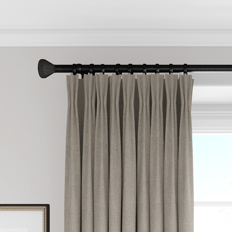 Luxe Linen Solid Semi-Sheer Pinch Pleat Single Curtain Panel, Natural, 40" W x 144" L