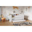 Lit de jour simple avec tiroirs et couchette, rangement pour la tête de lit, tables, tiroirs White Delight, finition pure