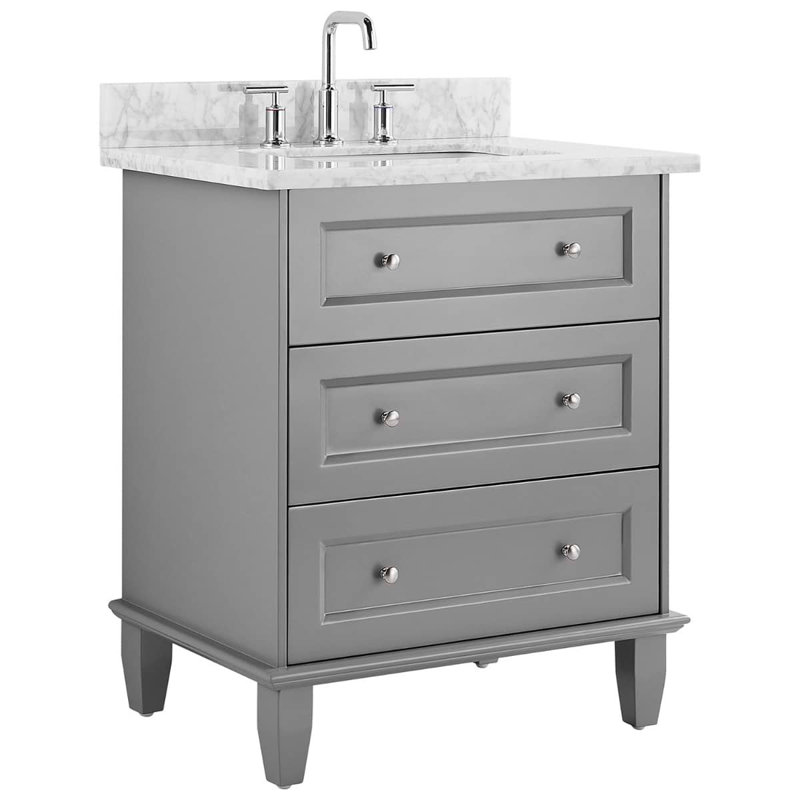 Nora 30" Freestanding Standard Single Bathroom Vanity with Top, Gray