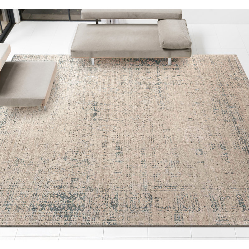 Hand Knotted Abstract Indoor Rug, Rectangle 5' x 8'