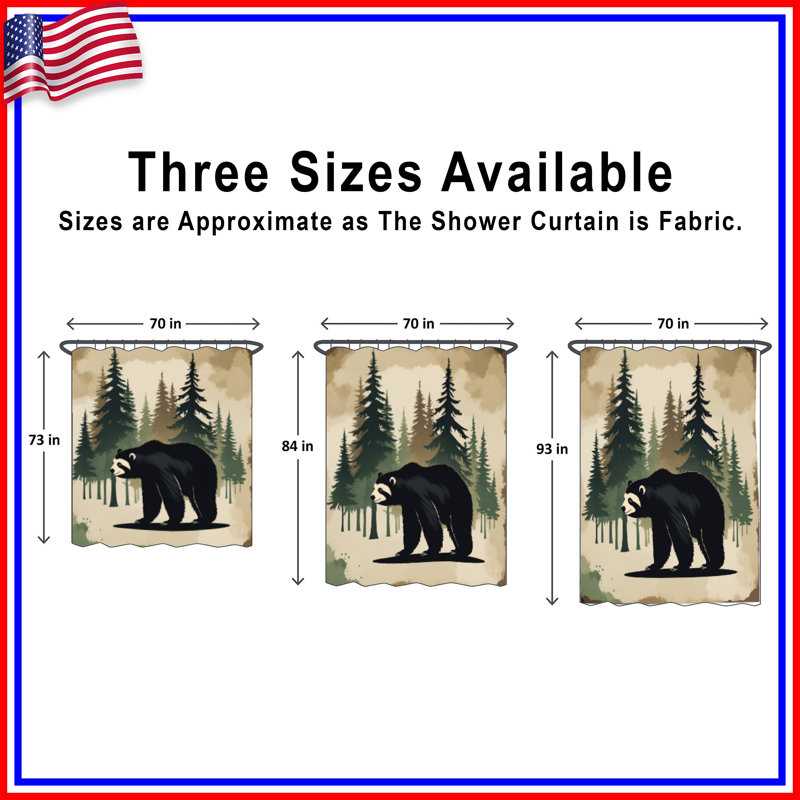 Rideaux de douche très longs Black Bear In Forest, L 70 po x H 84 po