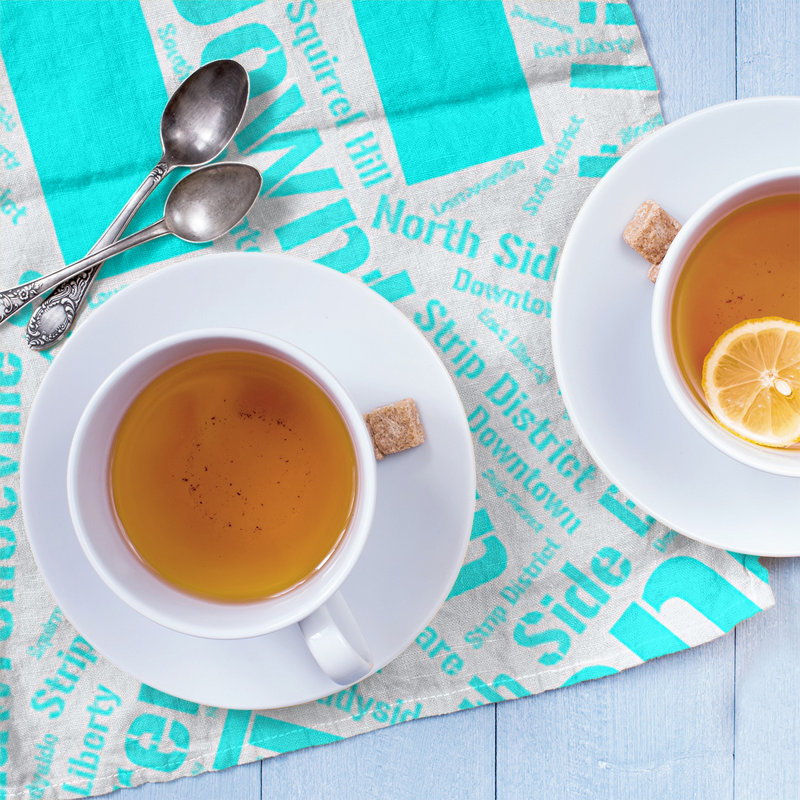 Cotton Tea Towel Kitchen Towel, Cyan, San Francisco
