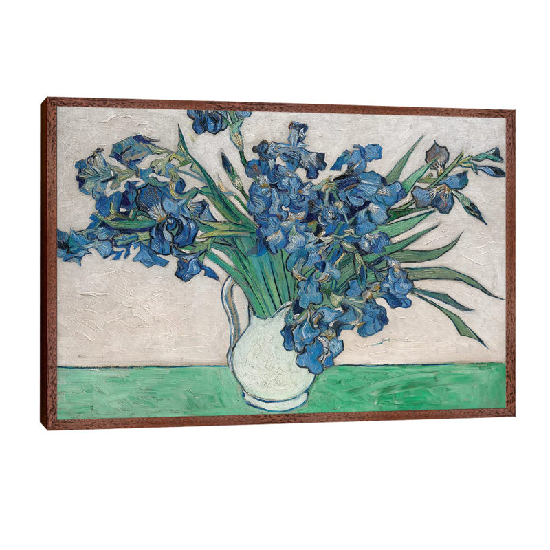 Irises, 1890 by Vincent Van Gogh - Painting on Canvas, 66.04 cm H x 45.72 cm W, Brown Framed