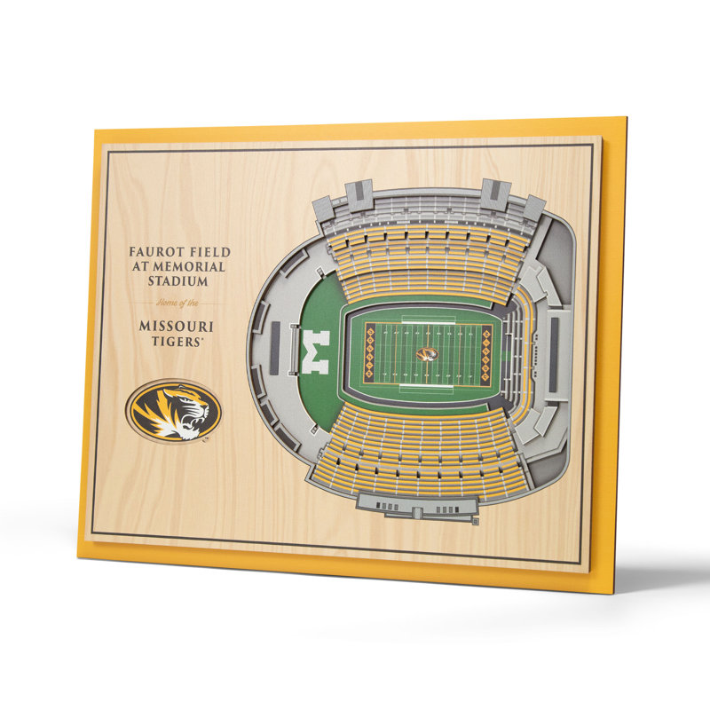 Missouri Tigers 3D Stadium Wall Art in Natural Wood Frame