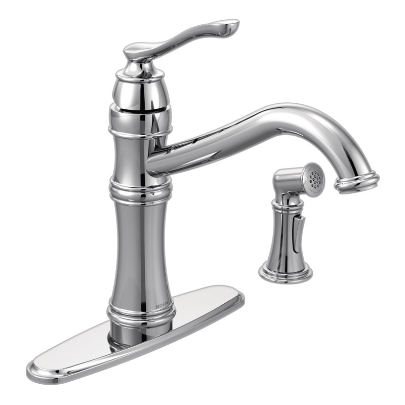 Belfield Single Handle Kitchen Faucet Duralock with Duralock™ and Supply Lines, Chrome, With Spray