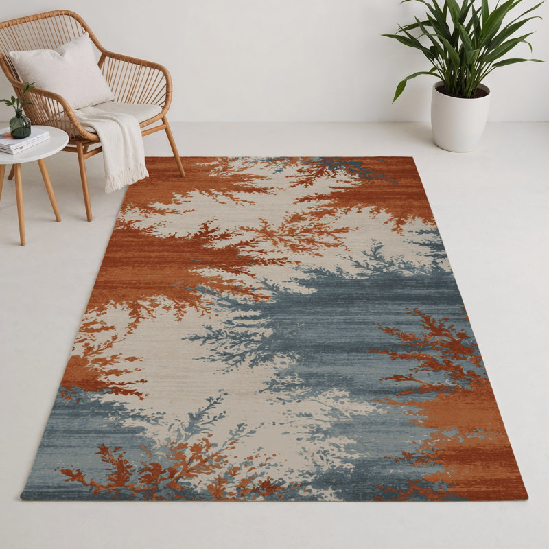 Watercolor Beige Indoor and Outdoor Area Rug, Rectangle 9' x 12'