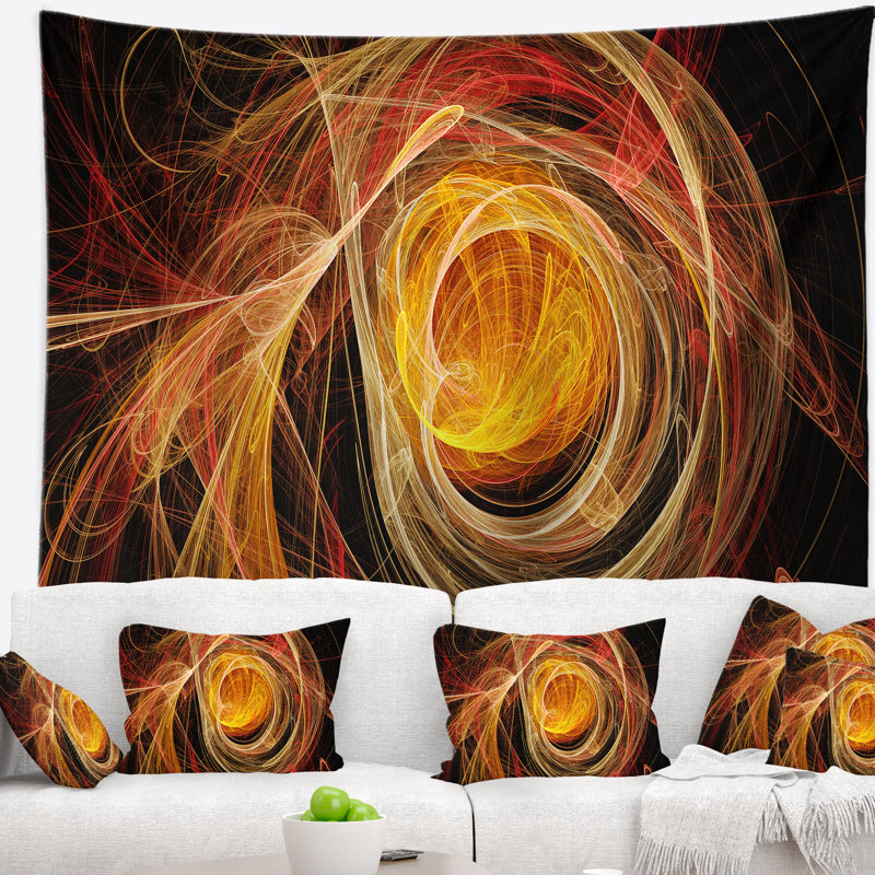 Tapisserie peluche orange Abstract, H 50 po x l 60 po