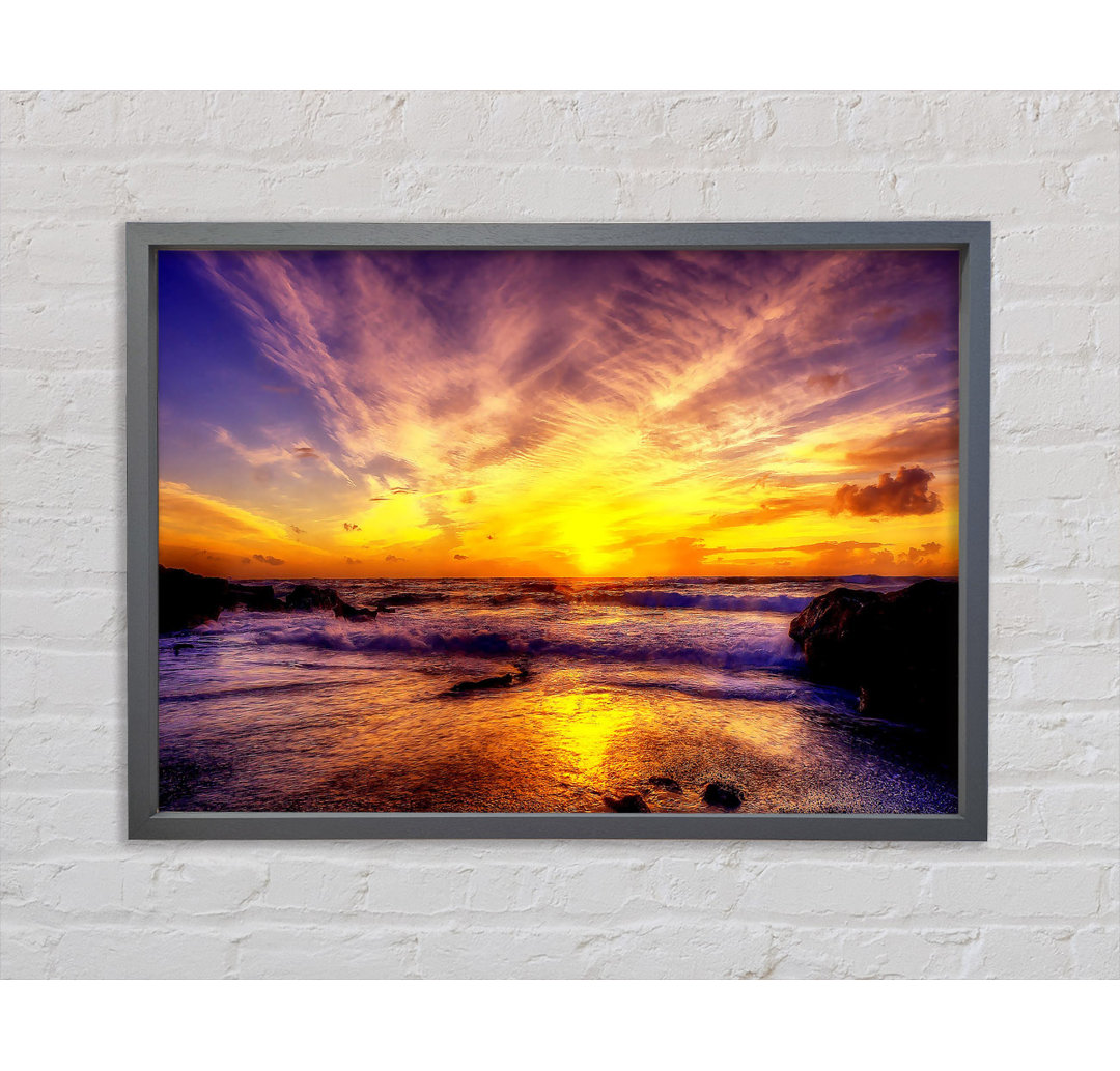 Paradise Beach With Blazing Skies - Einzelner Bilderrahmen Kunstdrucke auf Leinwand