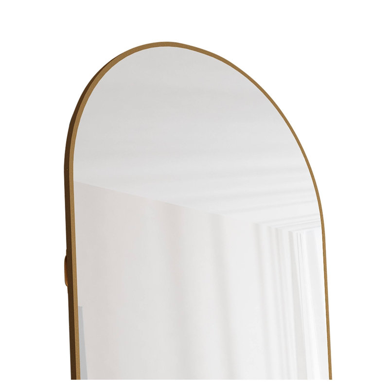 Miroir de plancher arqué pleine longueur avec cadre en alliage d'aluminium doré - Miroir surdimensionné arqué pour la chambre à coucher, le salon et le vestibule