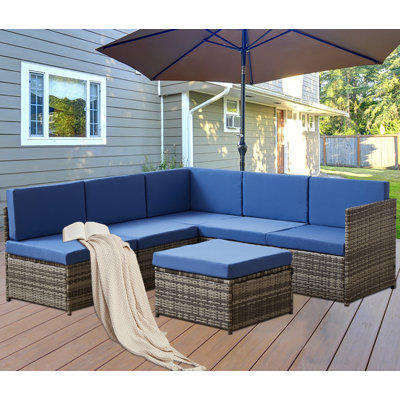 Wood 5 - Person Patio Conversation Set with Cushions