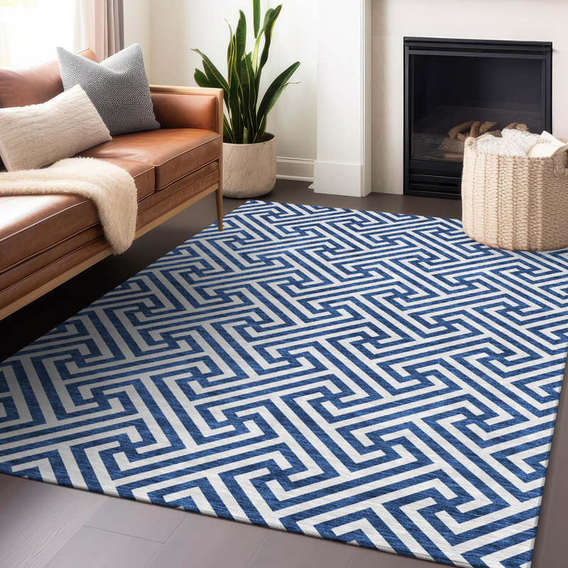 Premium Machine Washable Tweedy Blue Rug, Rectangle 10' x 14'