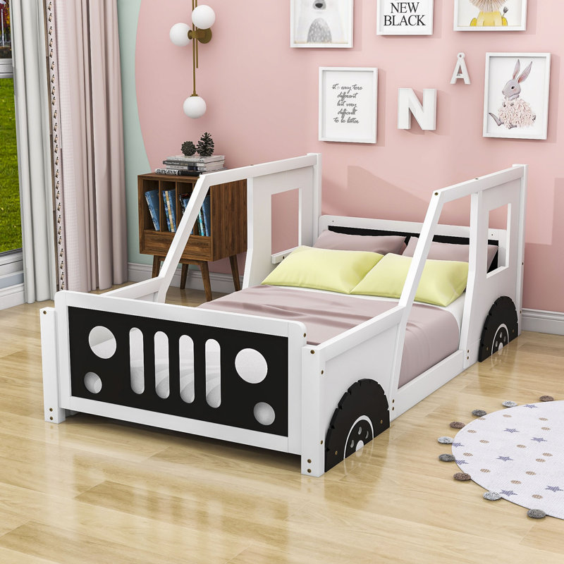 Lit plateforme avec rangement Ansi, Lit simple, Blanc