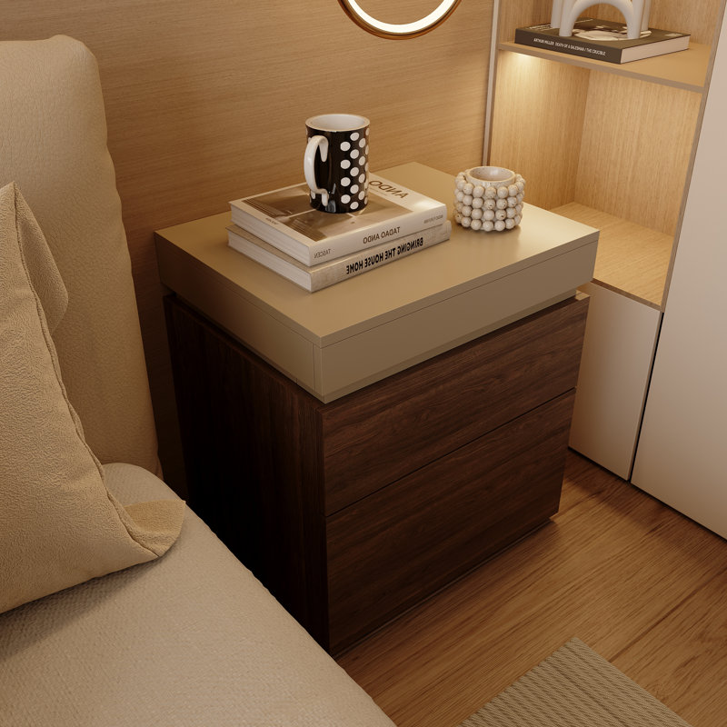 19.6'W 4-Drawer Nightstand With Hidden Storage Compartment Rfid Lock And Interlocking Drawers, Kaki
