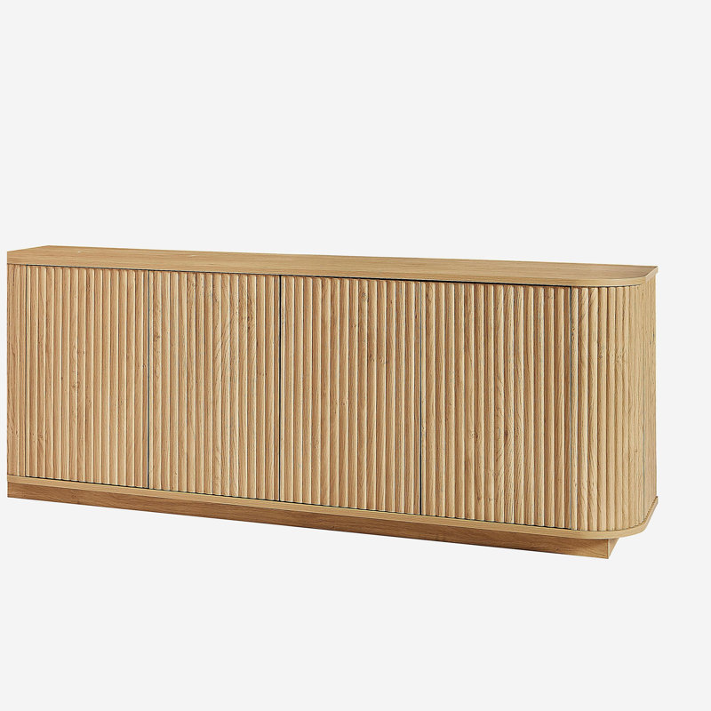 Buffet à rayures verticales en bois, Naturel
