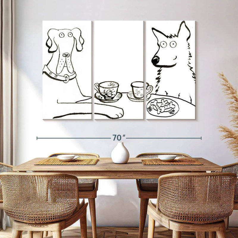 Brampt Dogs Having Tea, 14" H x 23" W