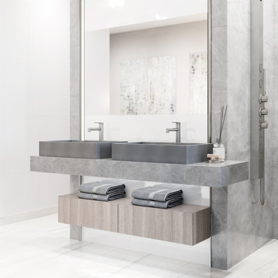Orvieto Gothic 24" L x 15" W x 5" H Gray Handmade Rectangular Vessel Bathroom Sink
