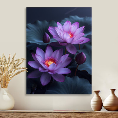 Fleurs de lotus mauves et grises - art mural Lotus