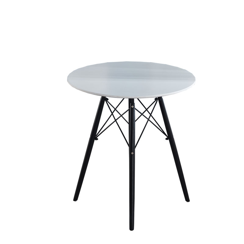 Keighly Round Solid Wood Base Dining Table, Black