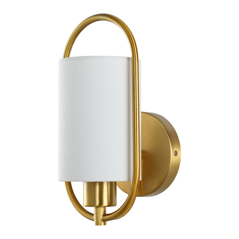 Haldea 6" Brass and Off-White Fabric Wall Sconce