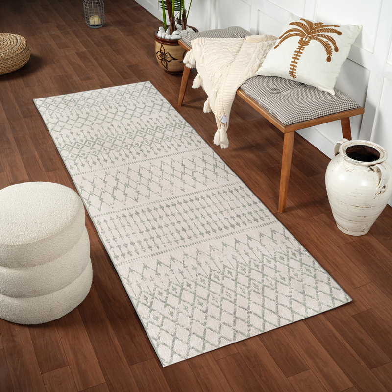 Ethno Light Grey/Green, Runner 80 x 220cm