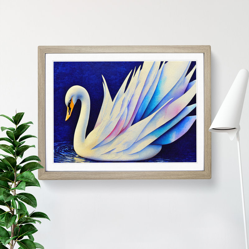 Magical Swan Vol.1 - Framed Print, 34cm H x 46cm W x 2cm D, Oak