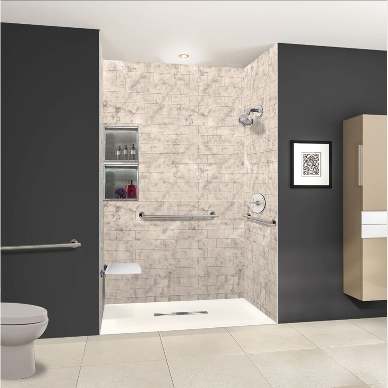 Base de douche avec seuil central 63 po x 32 po Transolor Trimslate, Camée