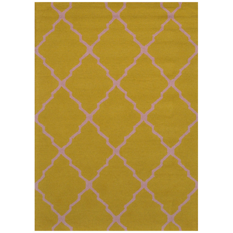 Tapis doré en laine touffeté à la main à motif géométrique Tullie