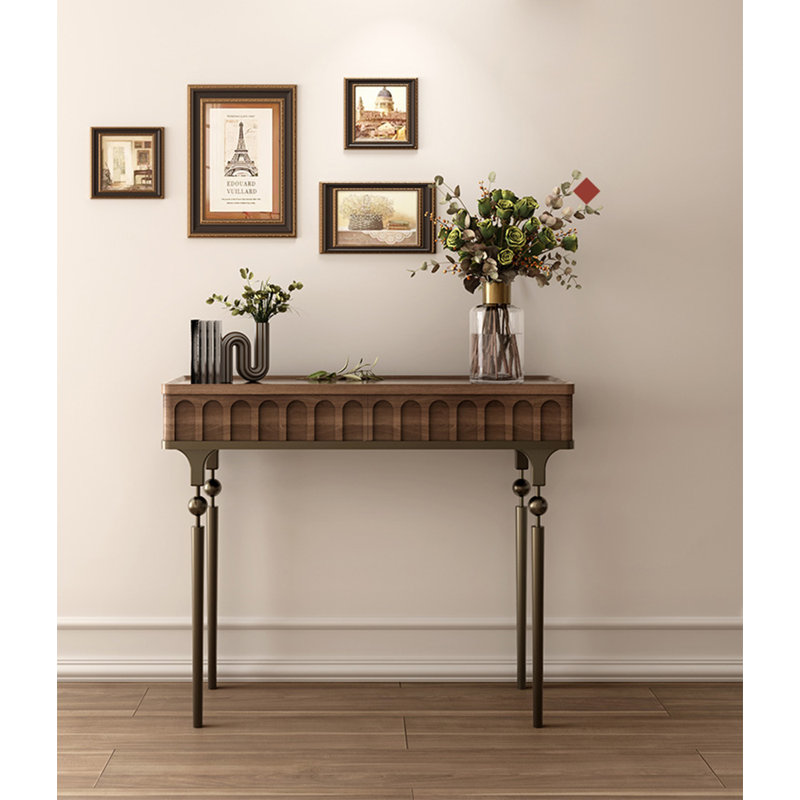 39.37" Brown Rectangular Solid Wood Console Table
