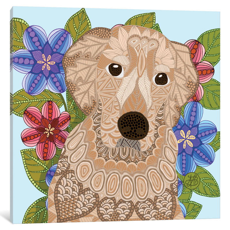 « golden retriever », impression sur toile tendue, H 26 po x l 26 po x P 1,5 po, Toile tendue
